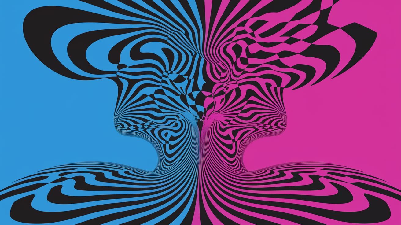 Psychedelic Abstract Art in Deep Blue and Pink