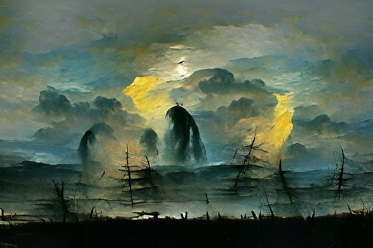 Moonlit River Flowing to the Sea