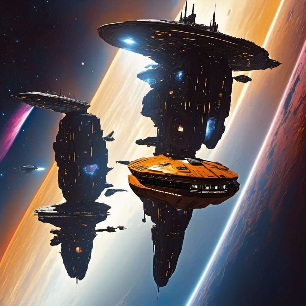 Impressive Spacecraft Exploring Deep Space in Sci-Fi Style