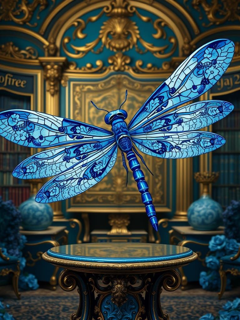 Blue firelfy with porcelain wings