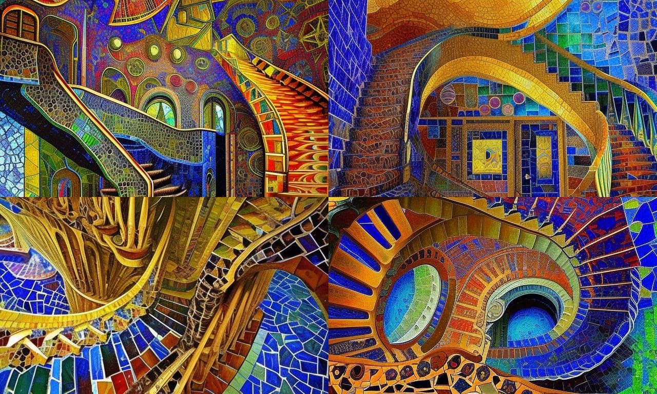 Staircase to Earth's Core: Intricate Photorealistic Mosaic