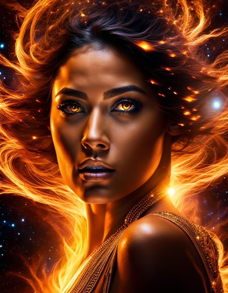 Vermilion Gold Flame Eyes: A Fiery Vision