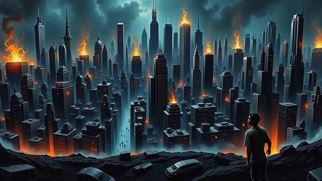 Cyberpunk Cityscape in the Dark of Night