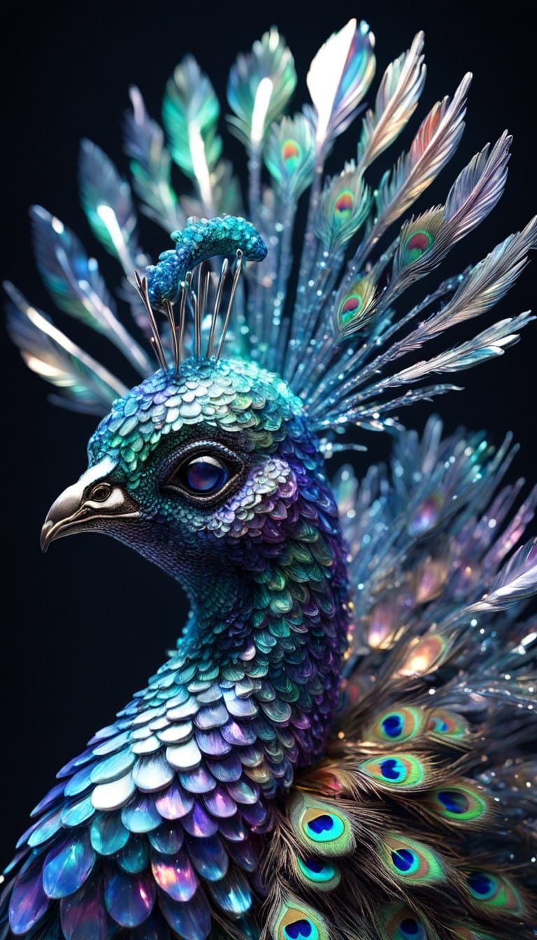 Iridescent Peacock in Crystal Majestic and Ethereal