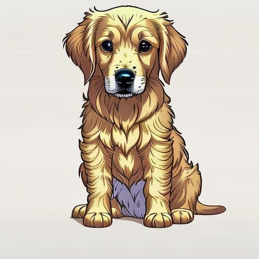 Adorable Golden Retriever Puppy in Kawaii Anime Style
