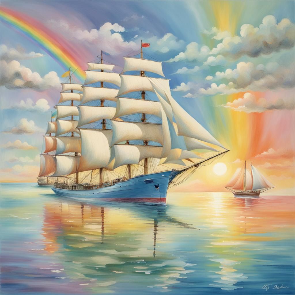 Pastel Ships Sailing to the Sun