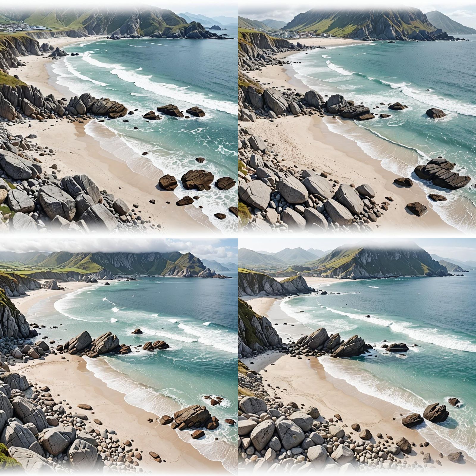 Beautiful Beach Rocks and Mountain View