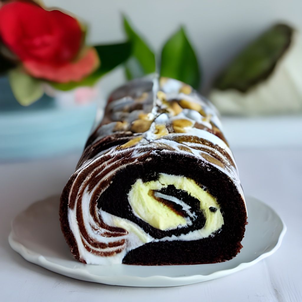 Surreal Swiss Roll Cake in Origami Paper Style