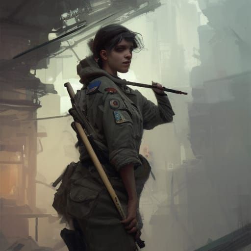 Detailed Portrait of a Female Scout, Digital Art