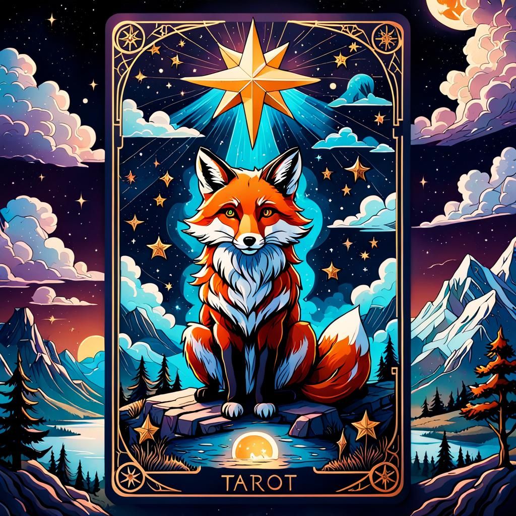 The Star Tarot Card Tattoo Flash Art