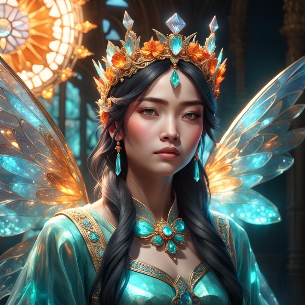 Radiant Crystal Fairy with Iridescent Wings