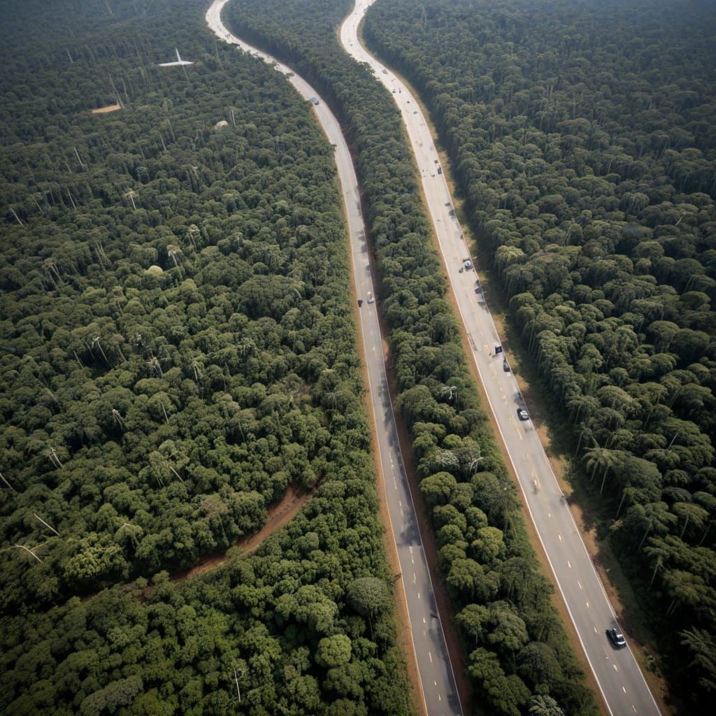 Amazon forest felled to build road for climate summit.

A new four-lane highway cutting through tens of thousands of acr...