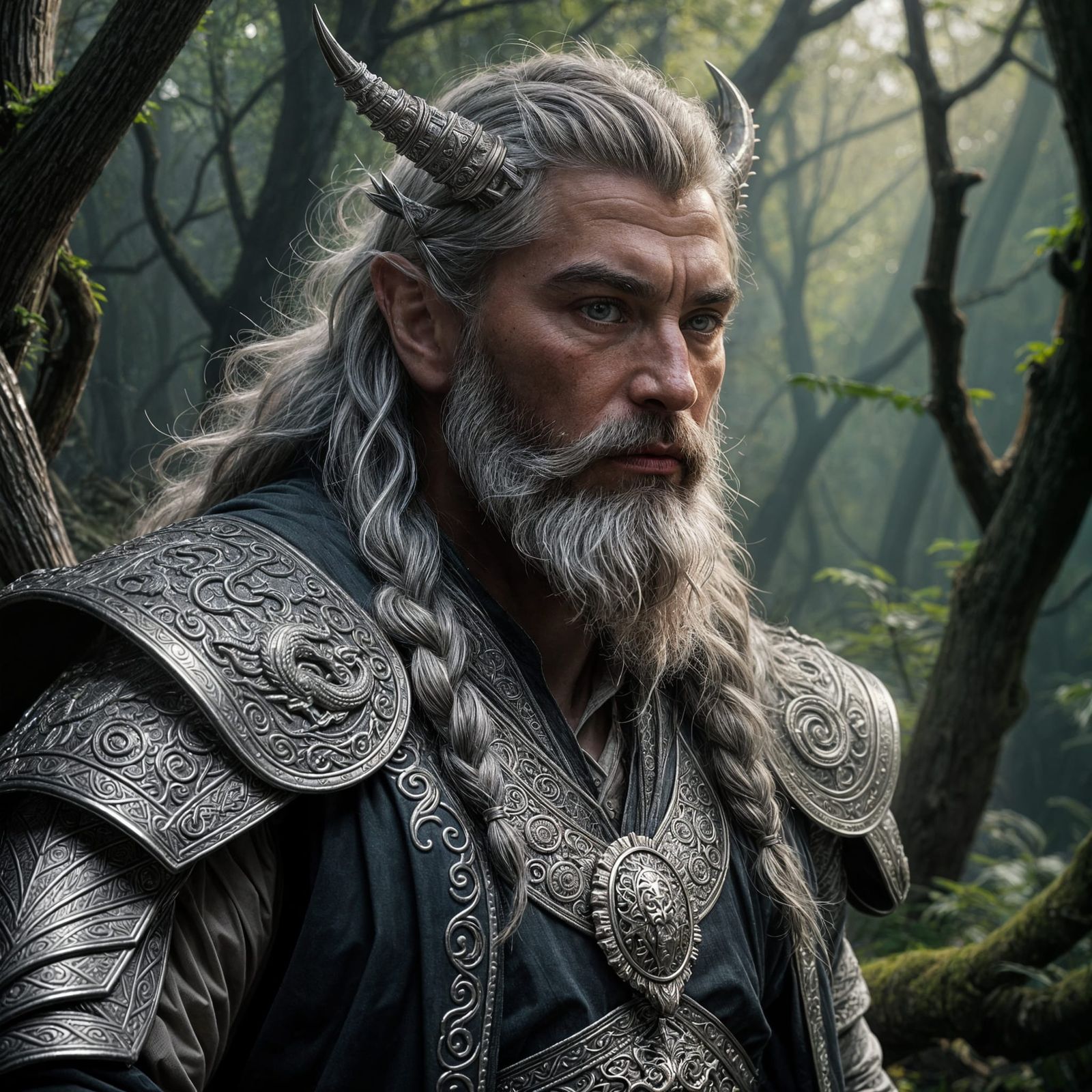 Majestic Silver Dragon Warlock with Ancient Wisdom