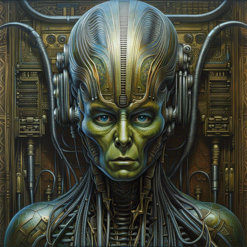 Hyperrealistic Alien in Futuristic City