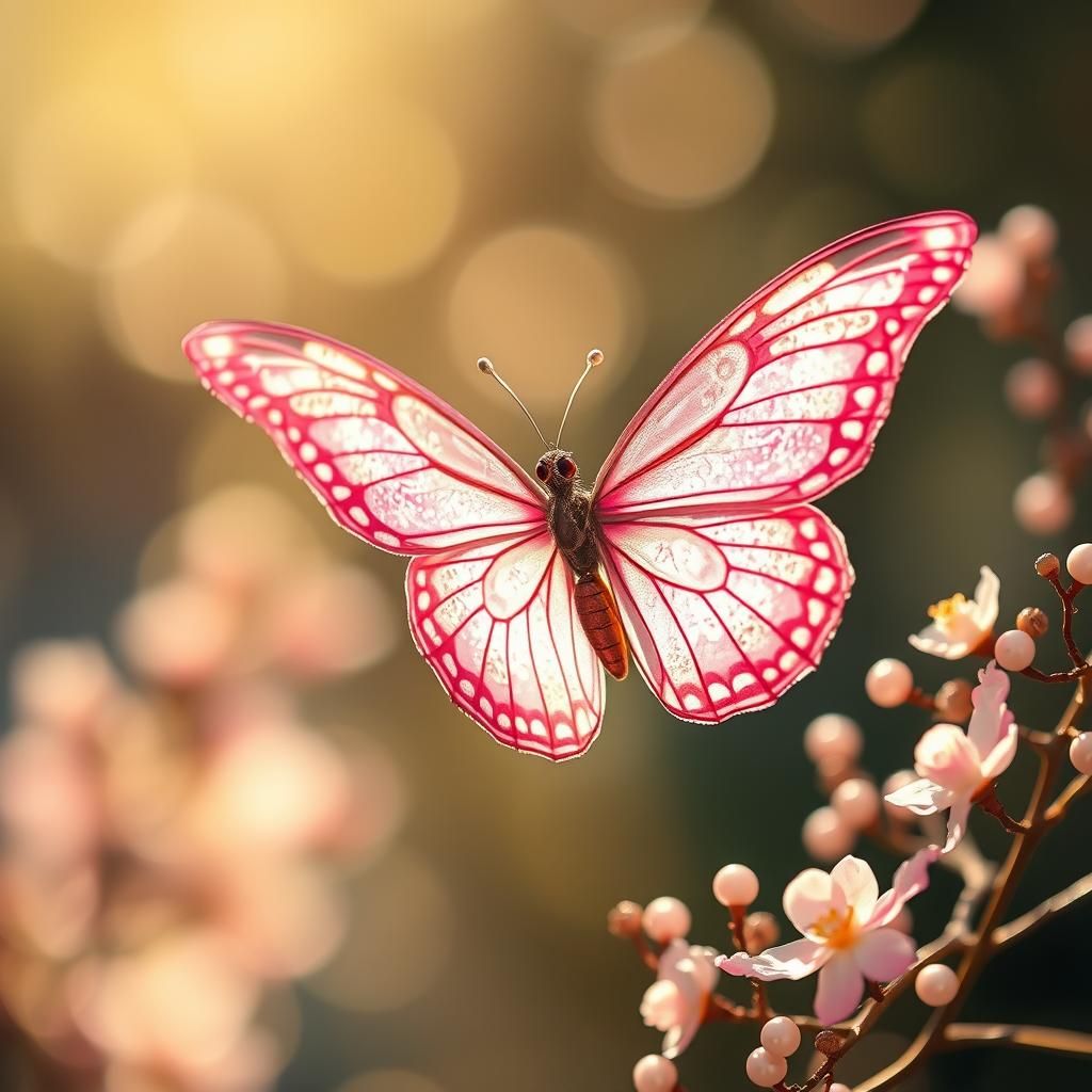 Pink Pearl Butterfly in Renaissance Style