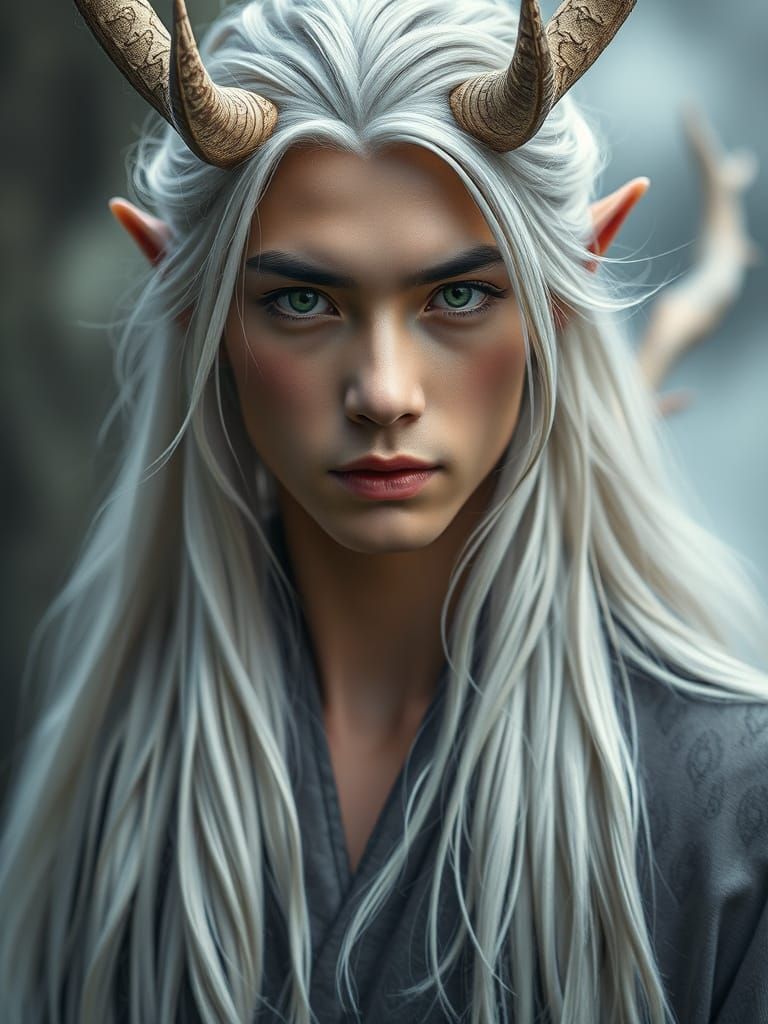 Elven Man Transforms into Stag in Jade Forest