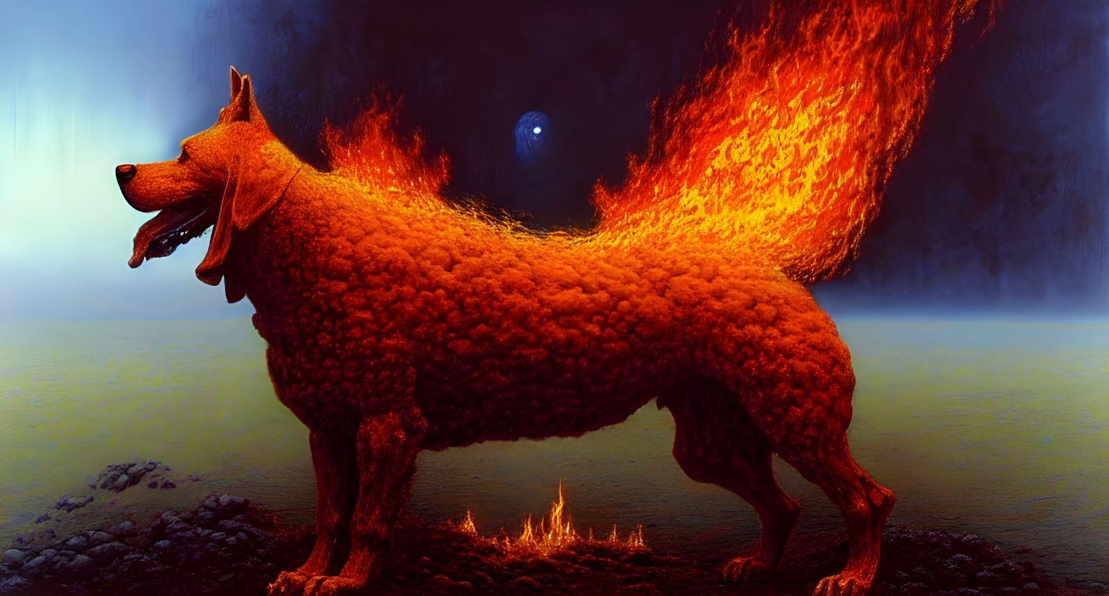 Fiery Smoke Dog Fantasy Art