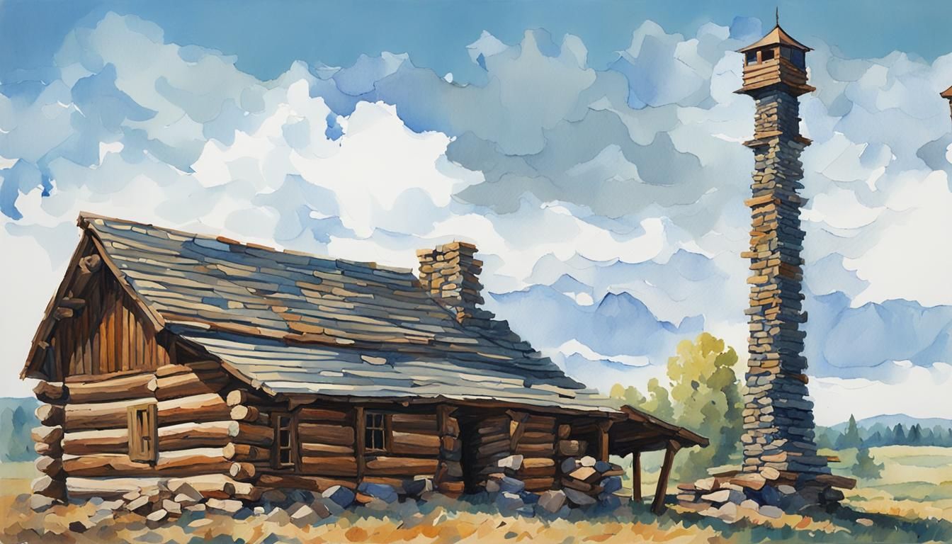 Frontier Tower in Gouache Impressionist Style