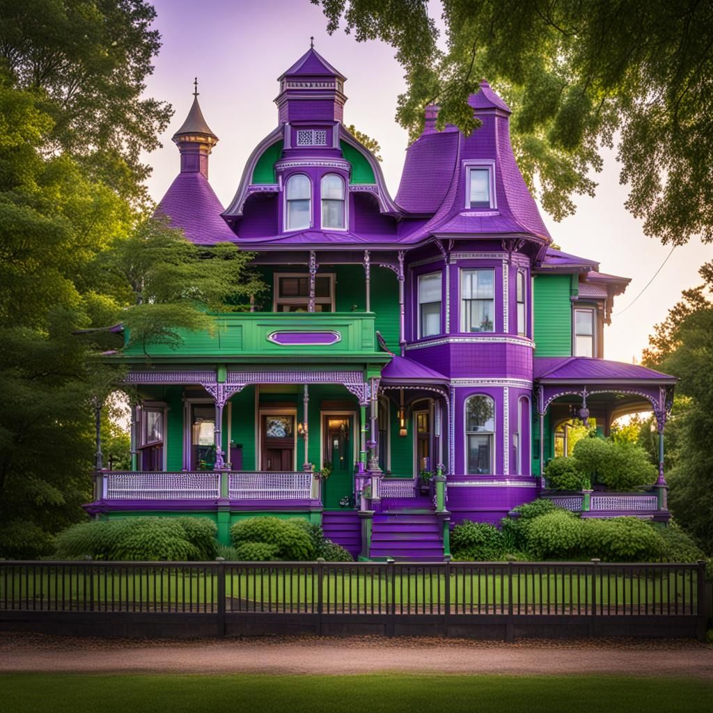 Purple and Green Victorian House: Professional Photography