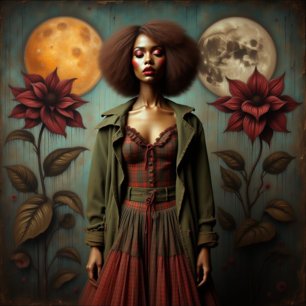 Art Nouveau Portrait: Sun and Moon Duality