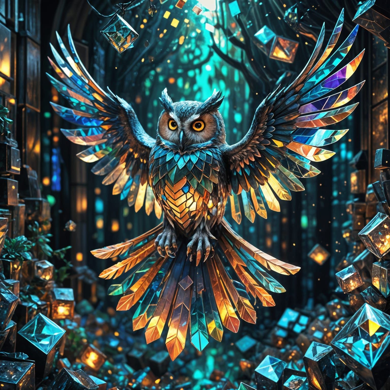 Abstract Glass Owl Concept Art
