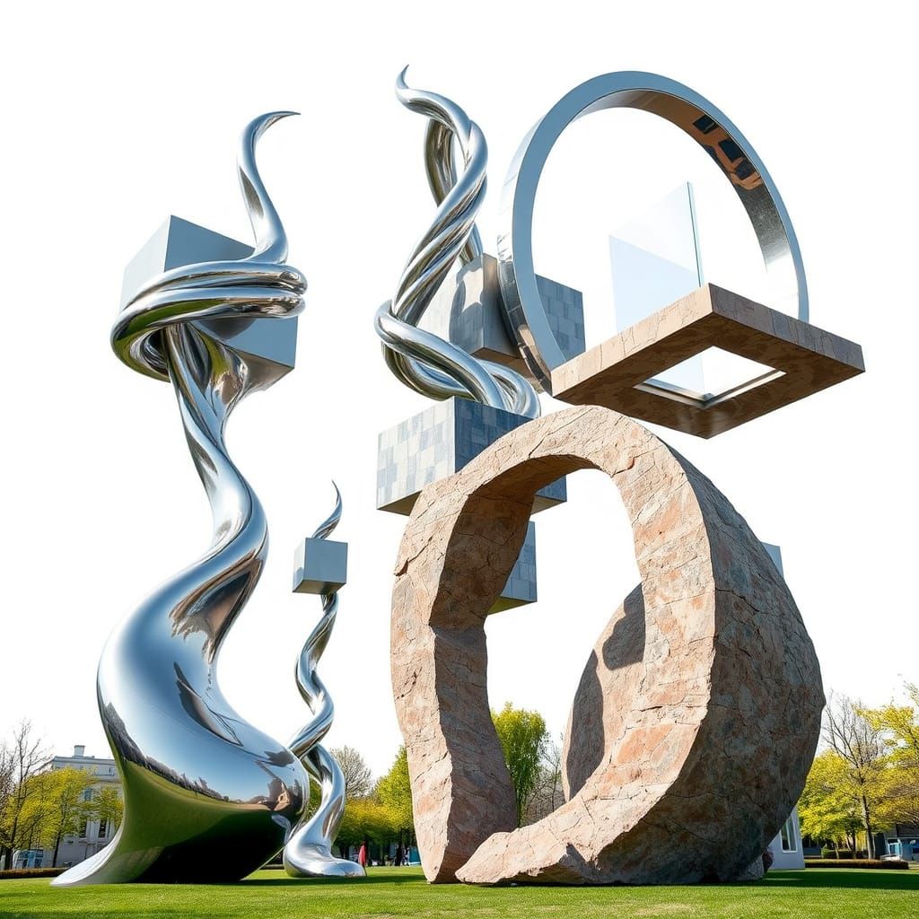 Surreal City Sculpture Garden in Futuristic Style