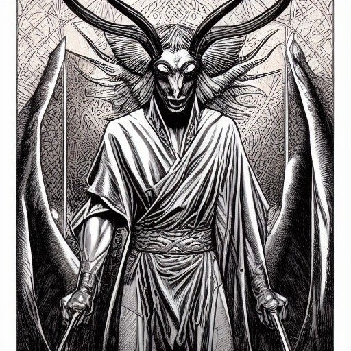 Stylized Baphomet in Comic Book Art Style