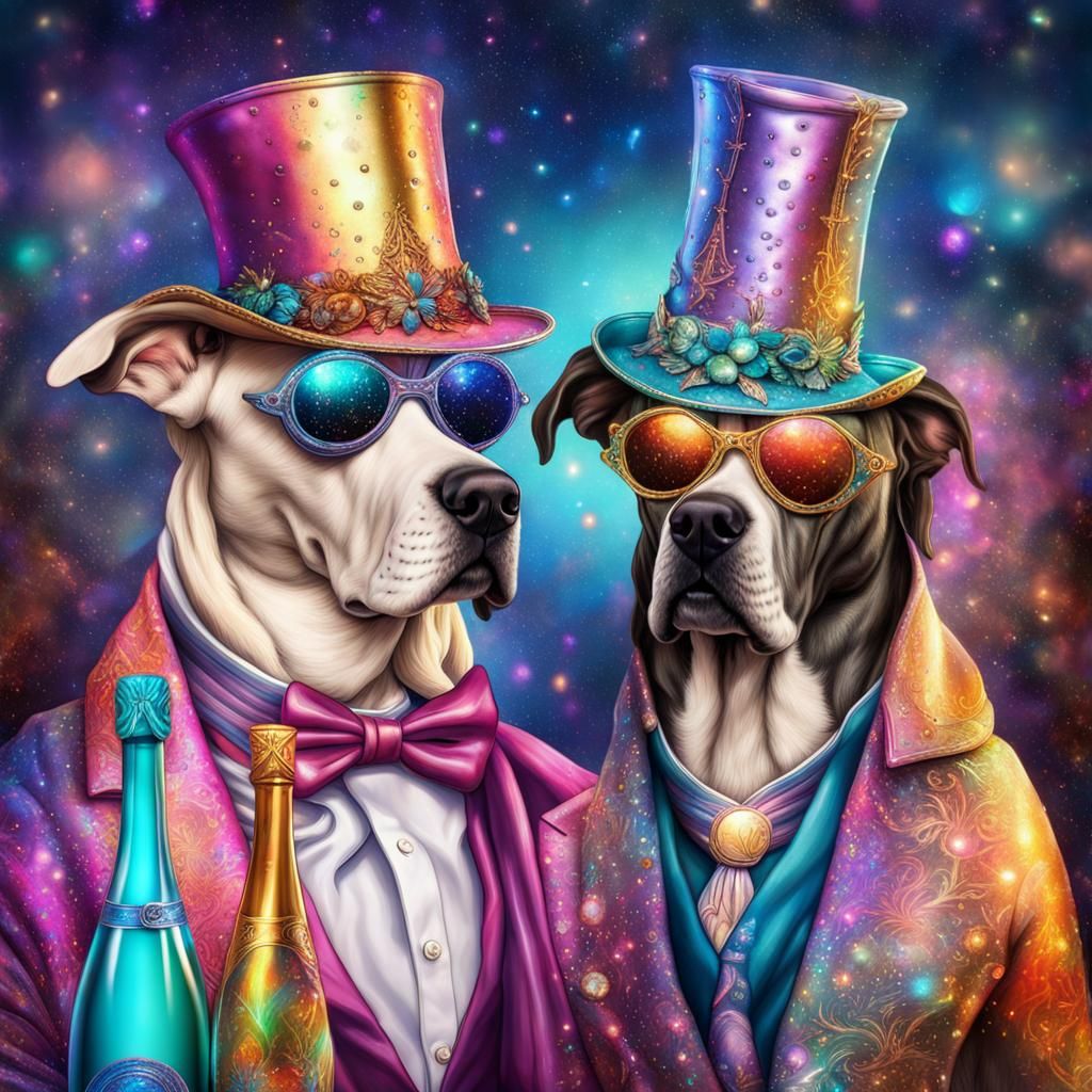 Great Danes Masquerade Party in Astral Illustration