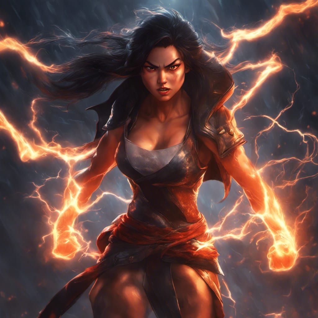 Anime Fighter Morphs Into Lightning, Detailed Art