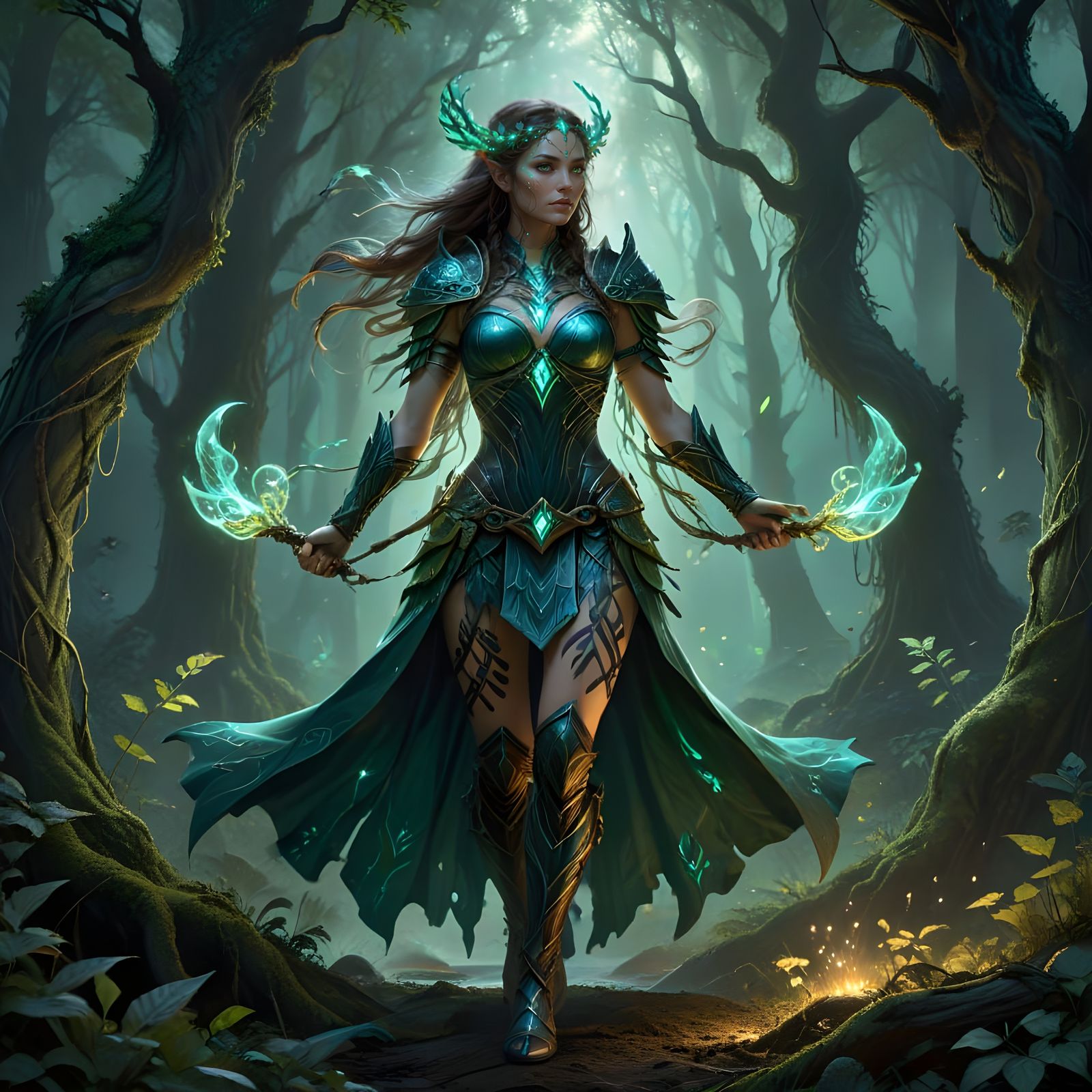 Ethereal Druidic Warrior in Whispers of Ancient Magic