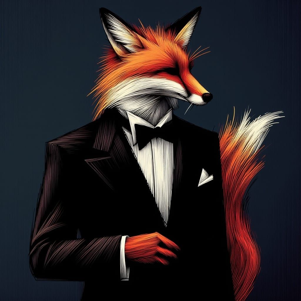 Glamorous Fox in Tuxedo Gala