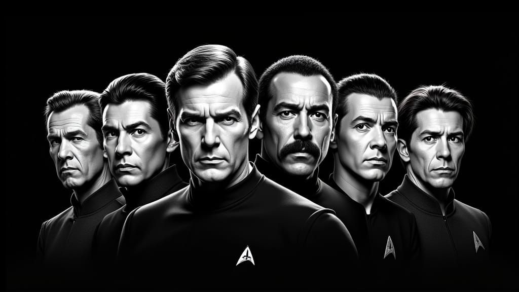 Diverse Star Trek Heroes in Retro-Futuristic Portrait