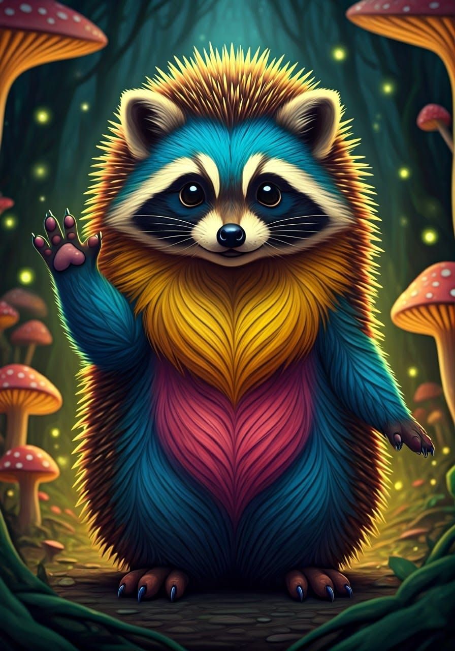 Whimsical Enchanted Forest Creature in Vibrant Colors