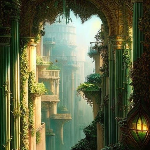 Hanging Gardens of Babylon: Dreamy Fairycore Painting