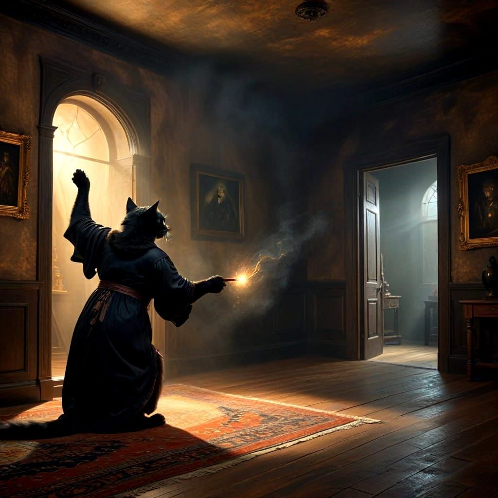 The Evil Conjuring Black Cat