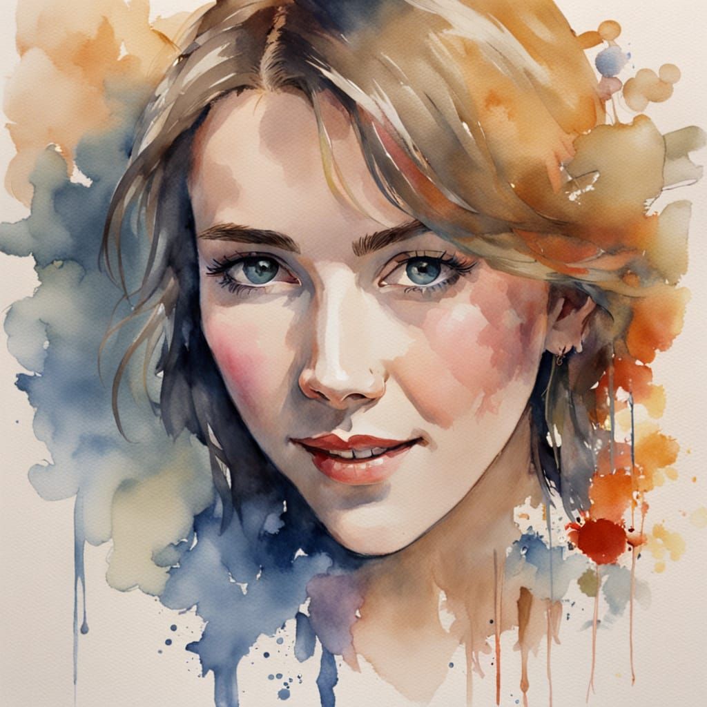 Ethereal Portrait of Joy in Watercolour Style