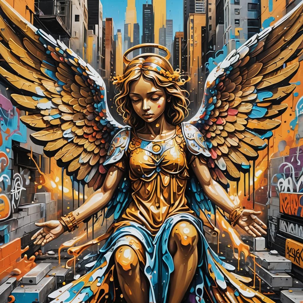 Angel in Vibrant Graffiti Art Style