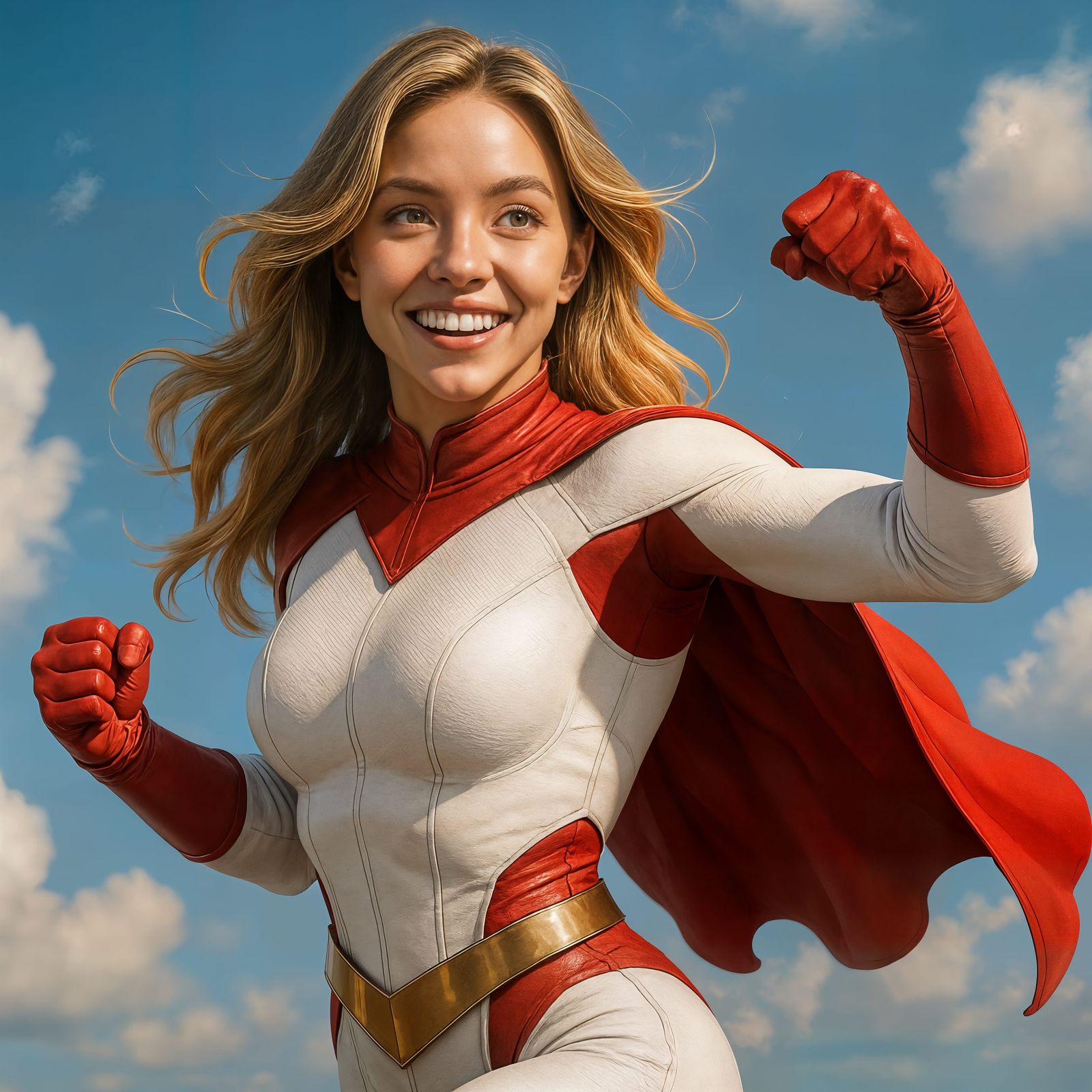 Sydney Sweeney as Confident CGI Superhero