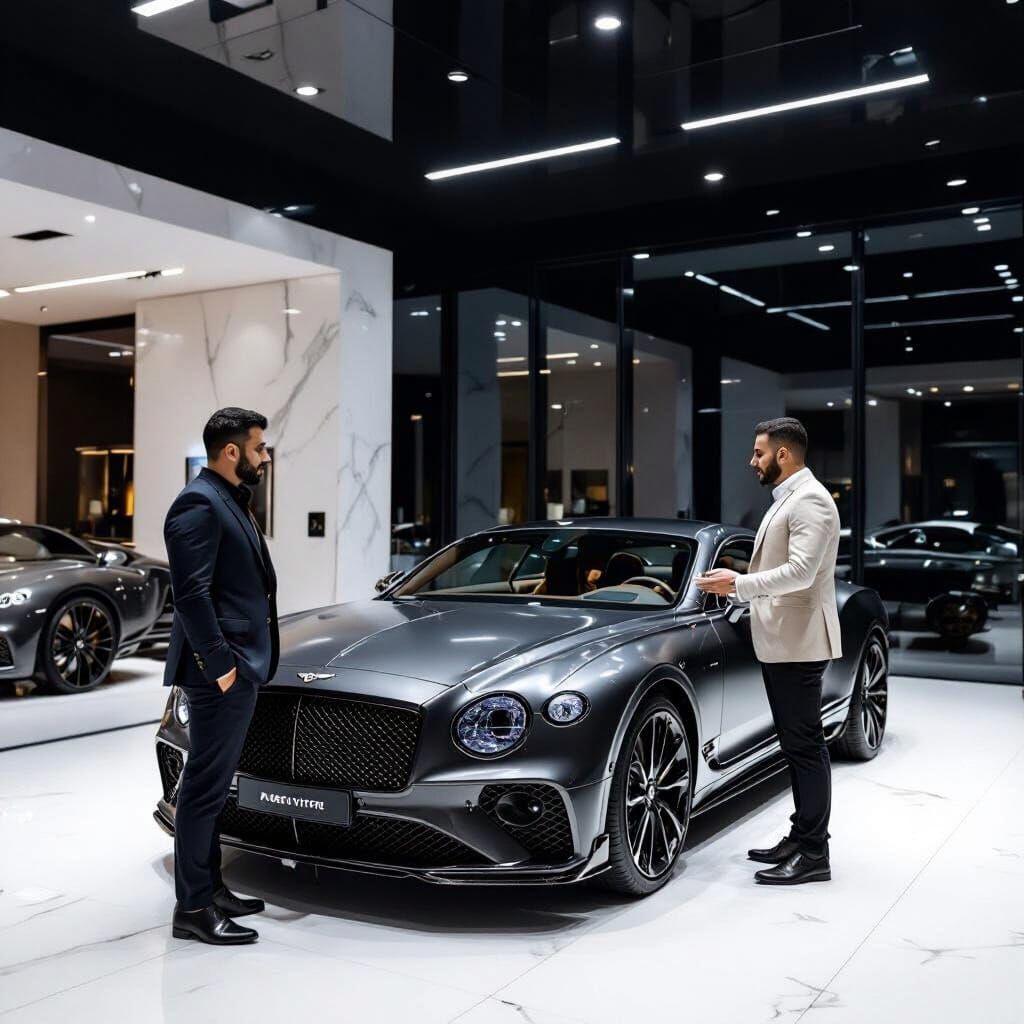 Moroccan Men in Showroom with Bentley Continental GT