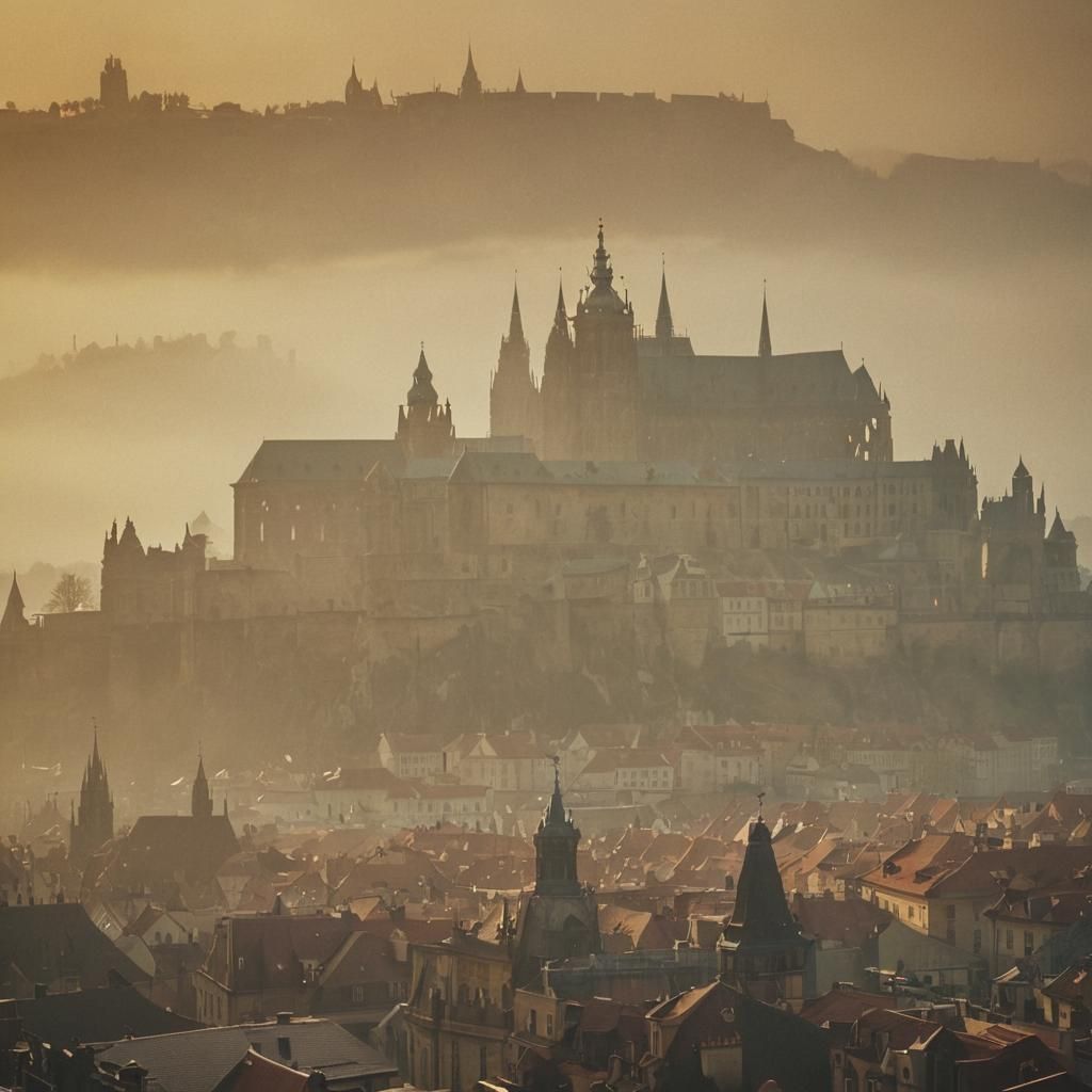 Prague Castle at Golden Hour: A Cinematic Still