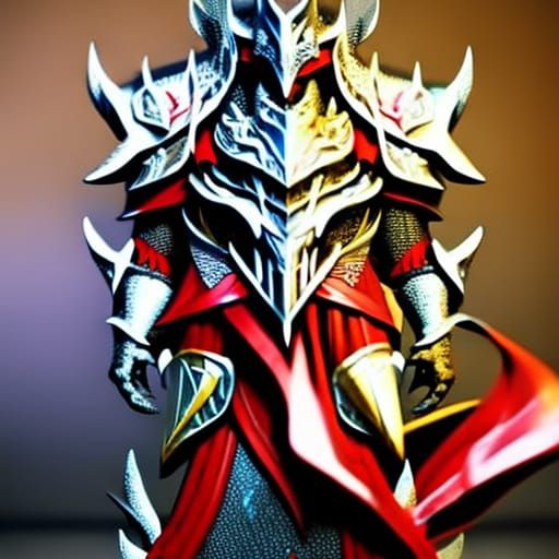 Half-Dragon in Dragon Armor, Medieval RPG Character