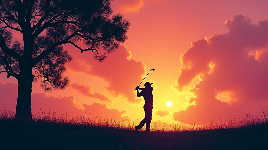 Golfer Silhouette Against Abstract Ominous Sky