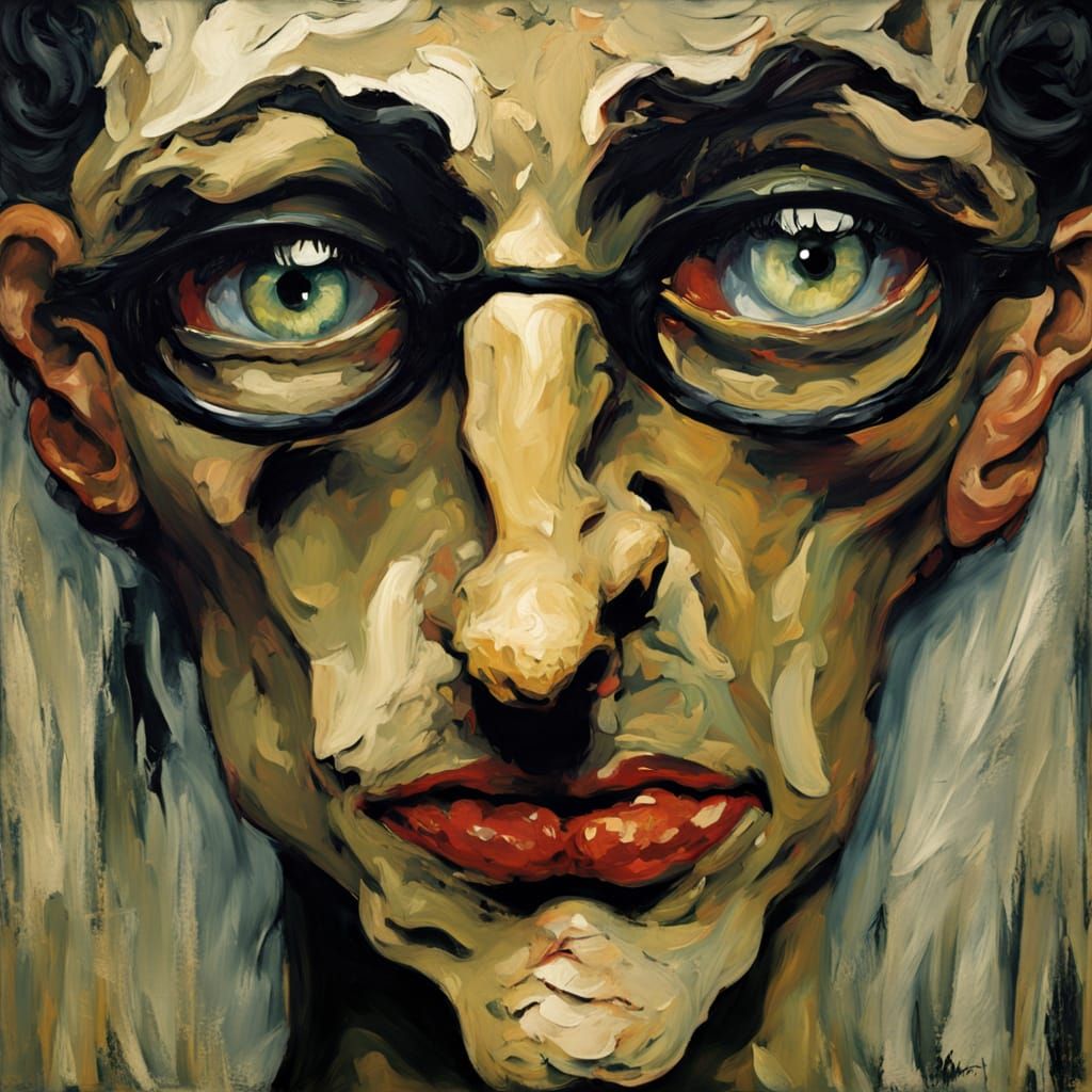 Expressive Faces on Eyeglass Lenses in Oil