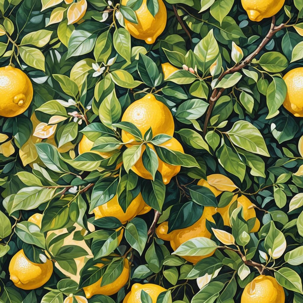Vibrant Lemon: Gouache Botanical Illustration in Impressioni...