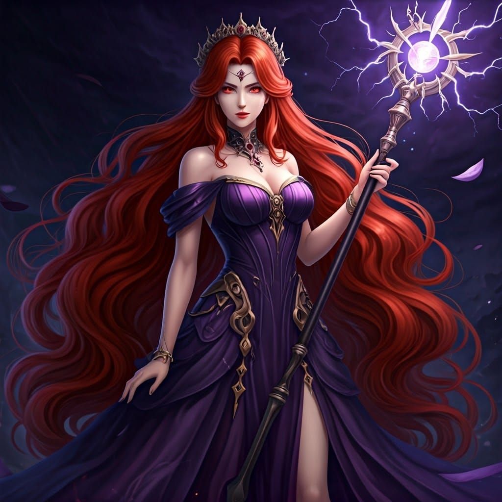 Regal Woman with Red Hair and Evil Intentions