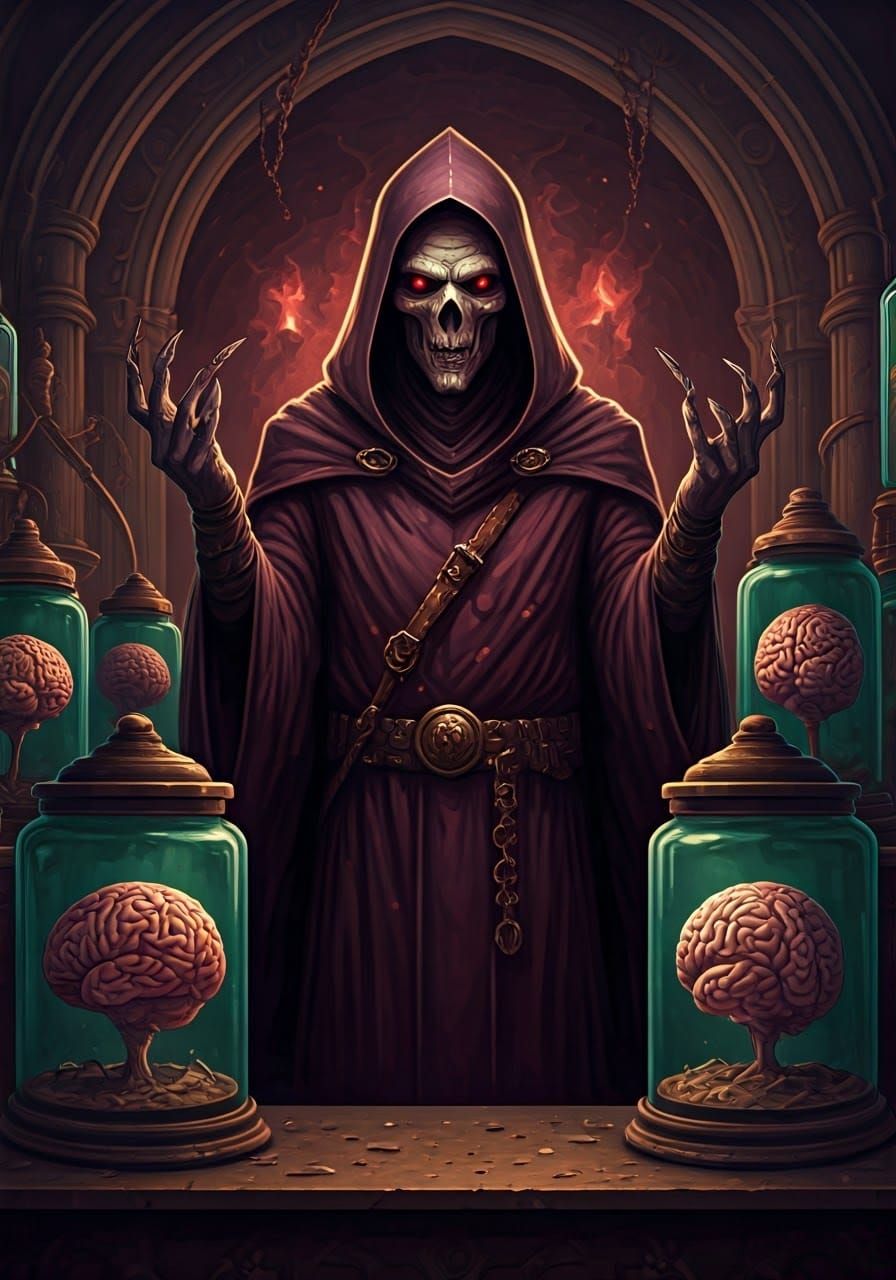 Sinister Mindflayer in a Dark Laboratory