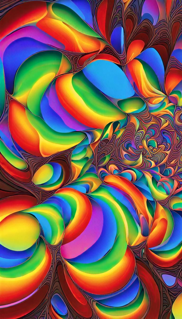 Neon Fractal Time-Space Ripples in Psychedelic Art