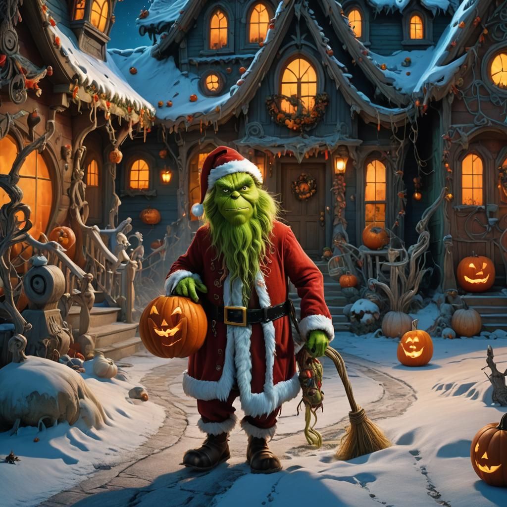 Grinch's Spooky Ride: A Fantasy Concept Art