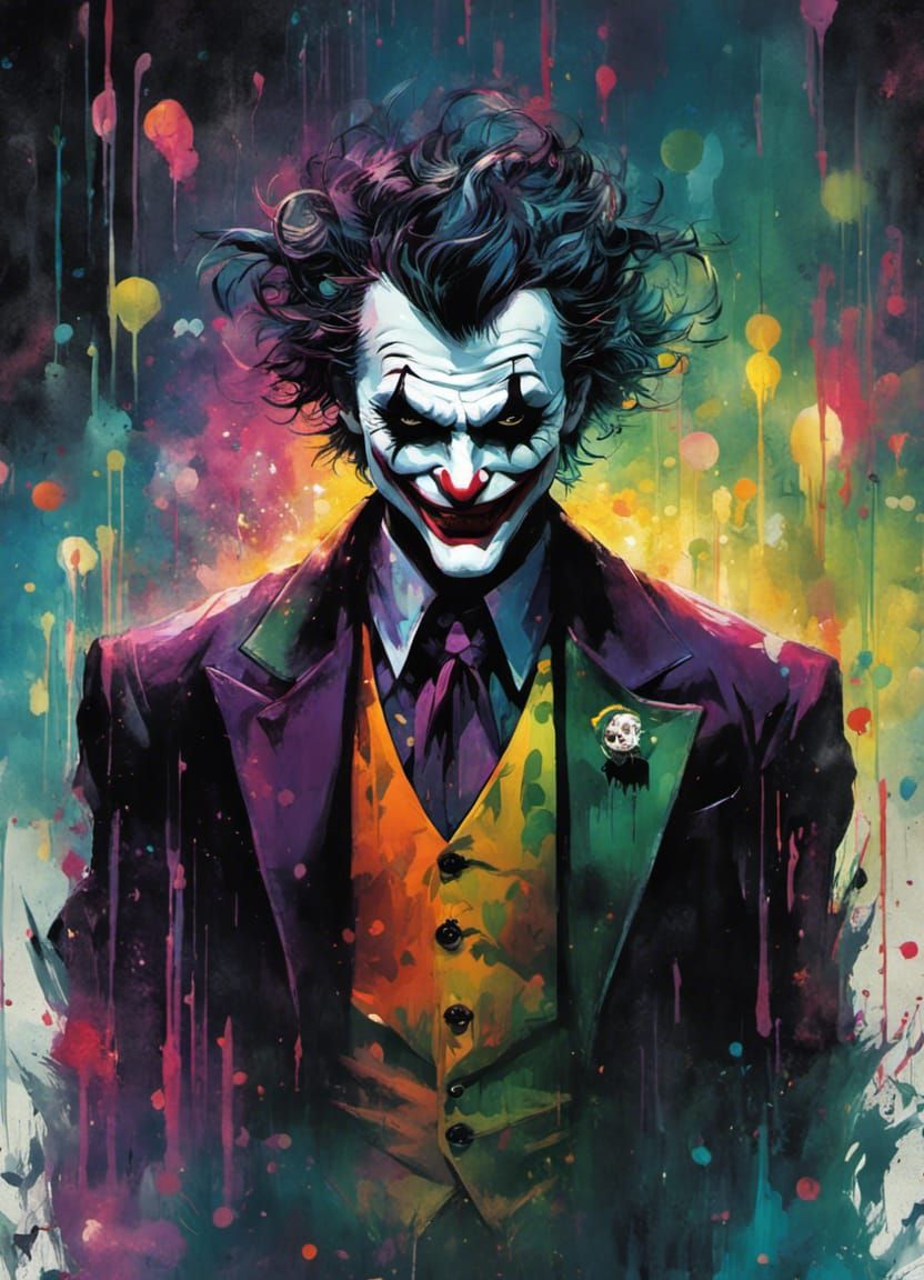 Terrifying Joker Portrait in Eldritch Anime Style