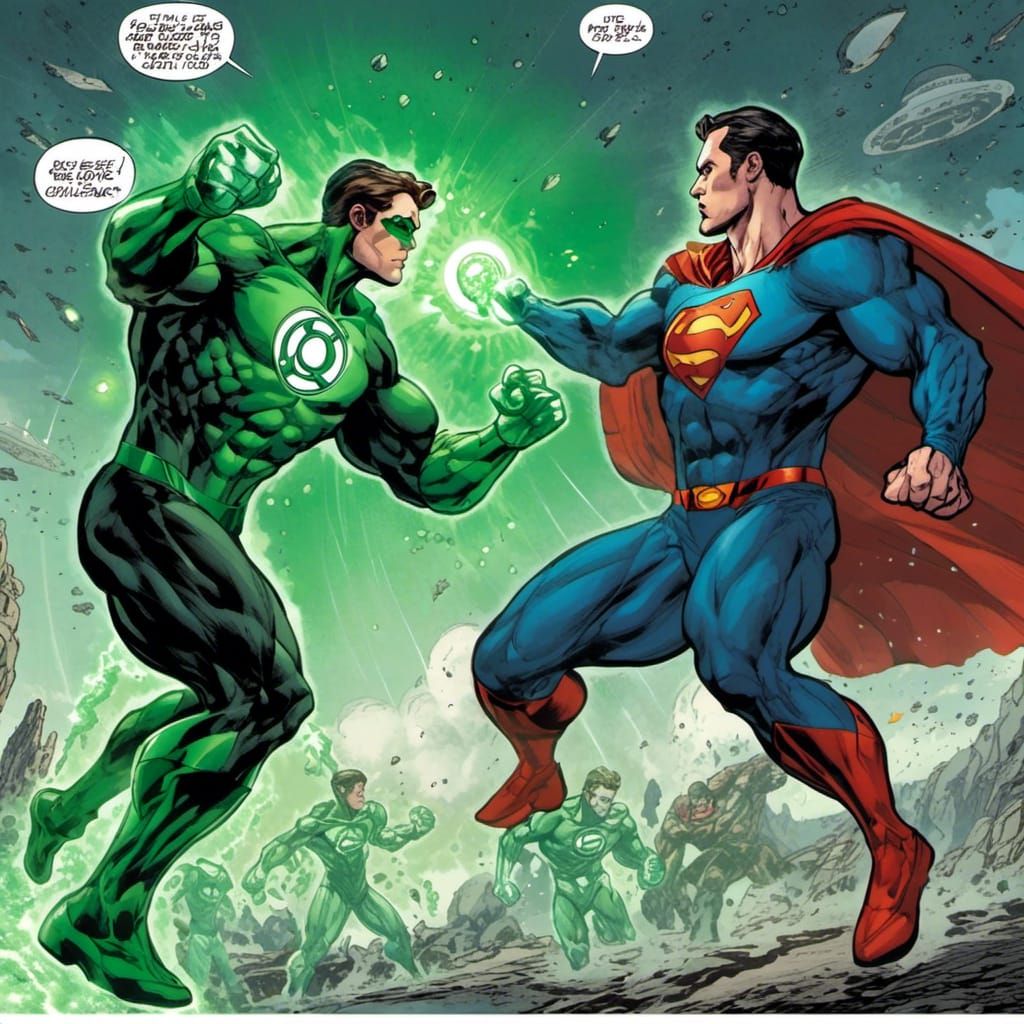 Green Lantern Hal Jordan vs Superman in Animation Style